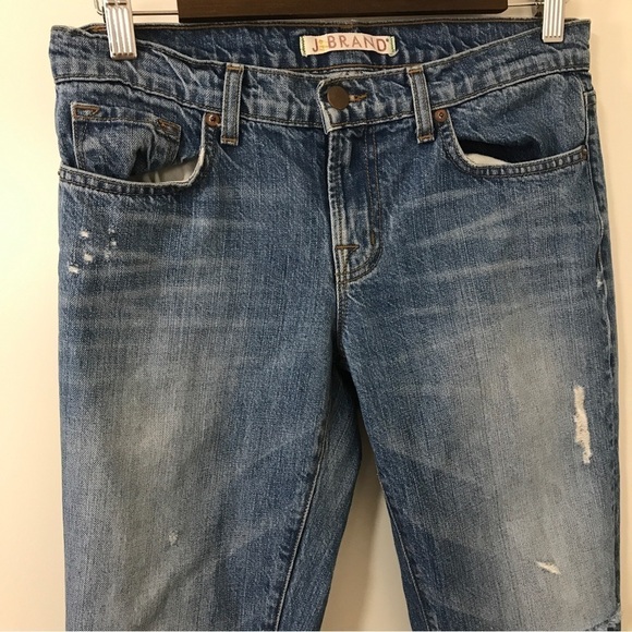 J brand Aidan boyfriend Gemini distressed blue denim jeans - Picture 3 of 10